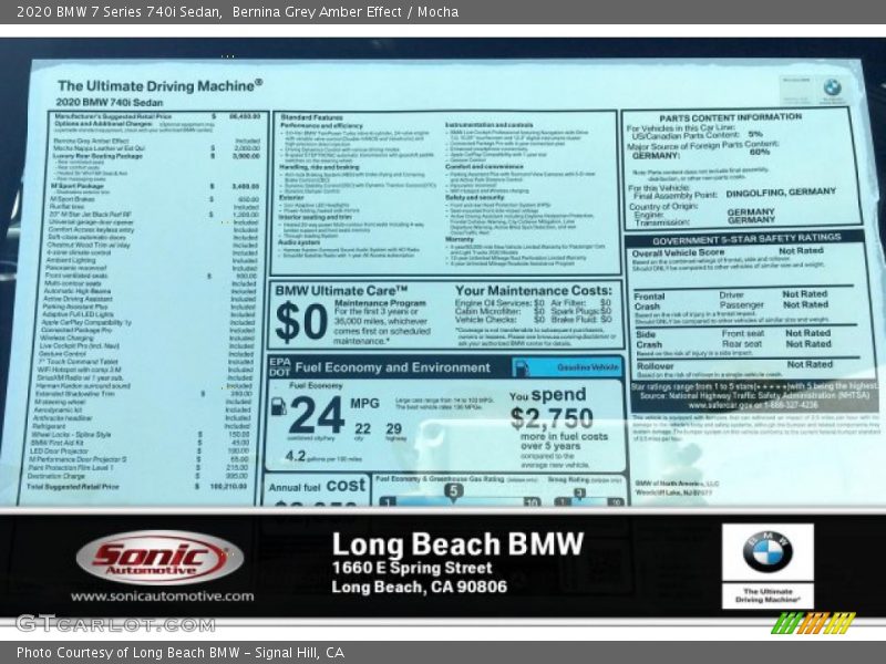 Bernina Grey Amber Effect / Mocha 2020 BMW 7 Series 740i Sedan