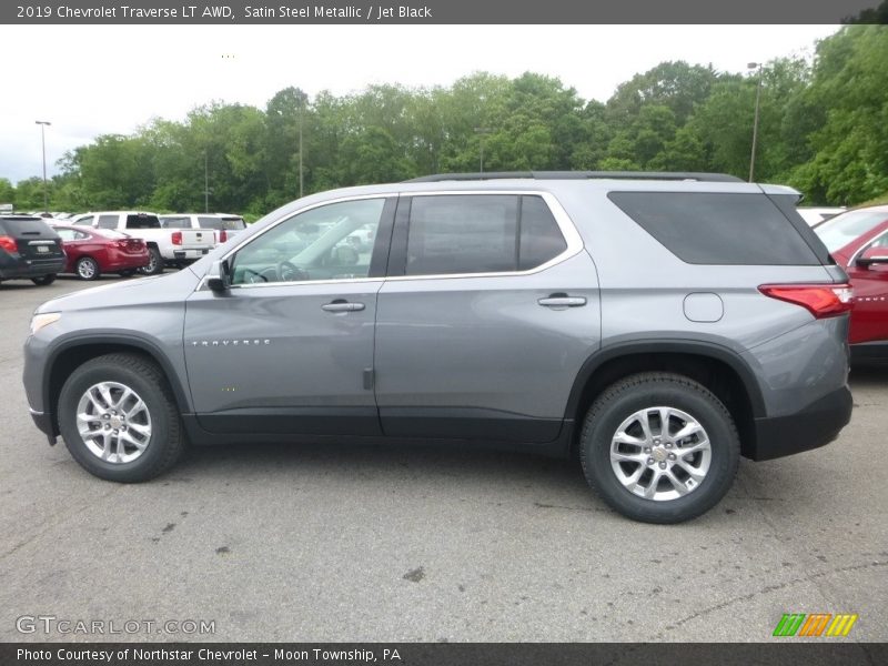 Satin Steel Metallic / Jet Black 2019 Chevrolet Traverse LT AWD