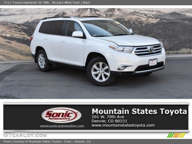 Blizzard White Pearl / Black 2011 Toyota Highlander SE 4WD