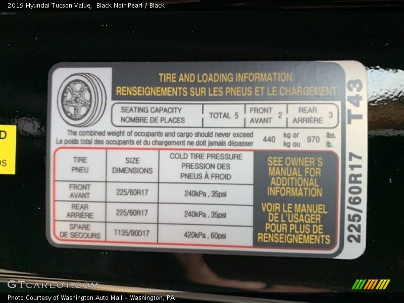 Black Noir Pearl / Black 2019 Hyundai Tucson Value