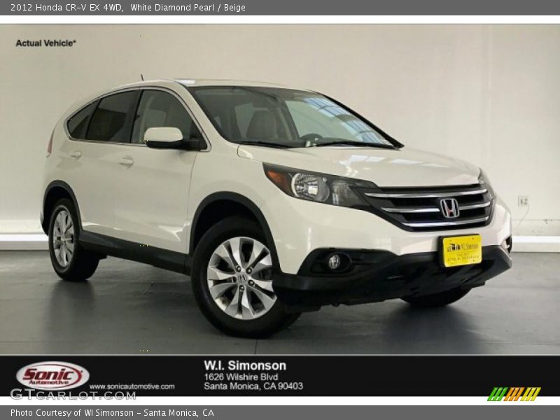 White Diamond Pearl / Beige 2012 Honda CR-V EX 4WD