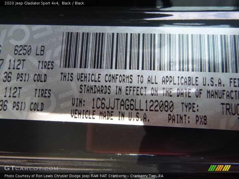 Black / Black 2020 Jeep Gladiator Sport 4x4