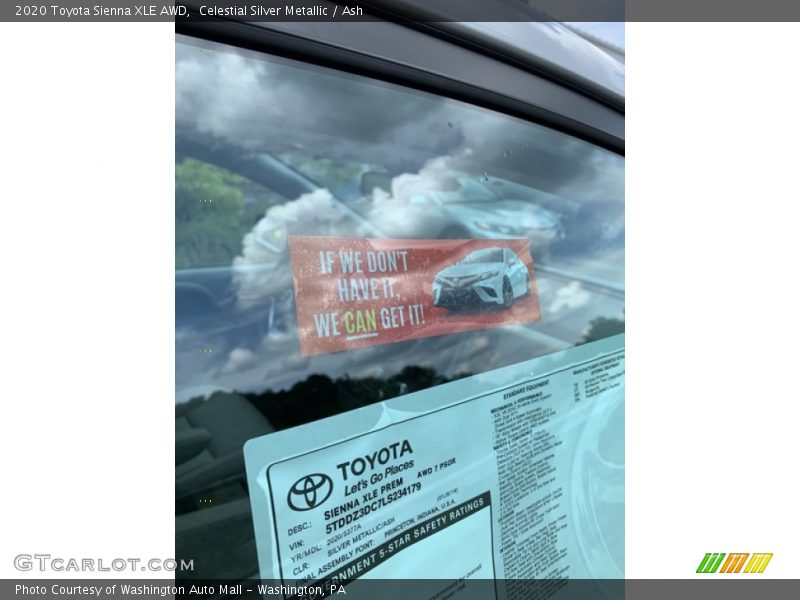 Celestial Silver Metallic / Ash 2020 Toyota Sienna XLE AWD