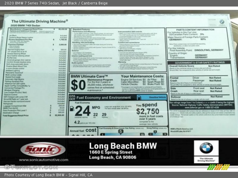 Jet Black / Canberra Beige 2020 BMW 7 Series 740i Sedan