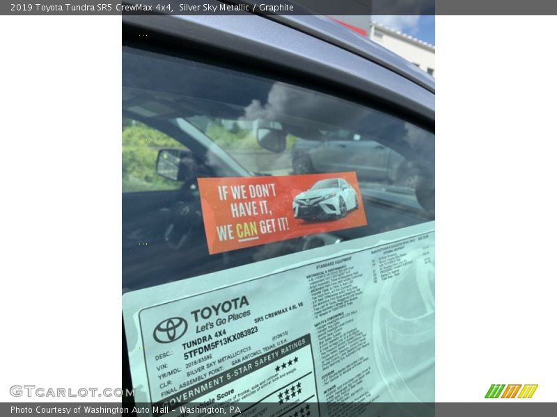 Silver Sky Metallic / Graphite 2019 Toyota Tundra SR5 CrewMax 4x4