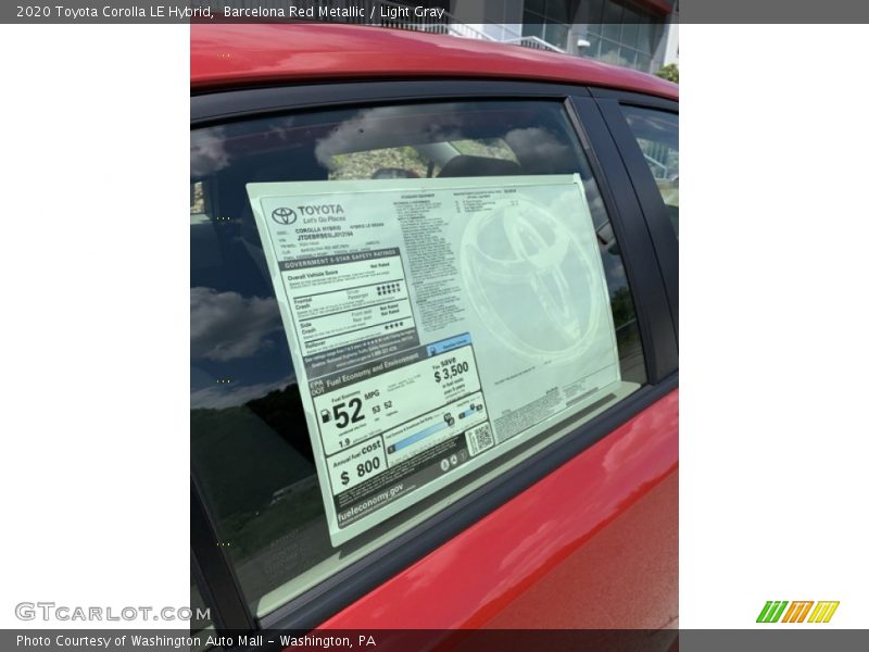 Barcelona Red Metallic / Light Gray 2020 Toyota Corolla LE Hybrid