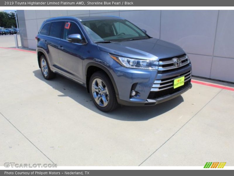 Shoreline Blue Pearl / Black 2019 Toyota Highlander Limited Platinum AWD