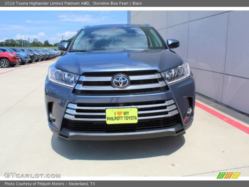 Shoreline Blue Pearl / Black 2019 Toyota Highlander Limited Platinum AWD