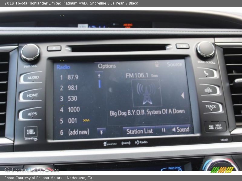 Shoreline Blue Pearl / Black 2019 Toyota Highlander Limited Platinum AWD