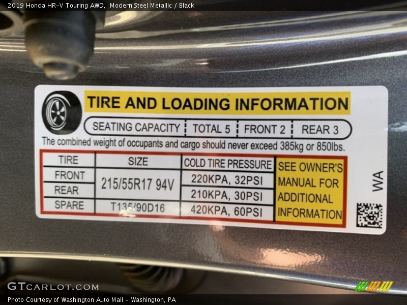 Modern Steel Metallic / Black 2019 Honda HR-V Touring AWD