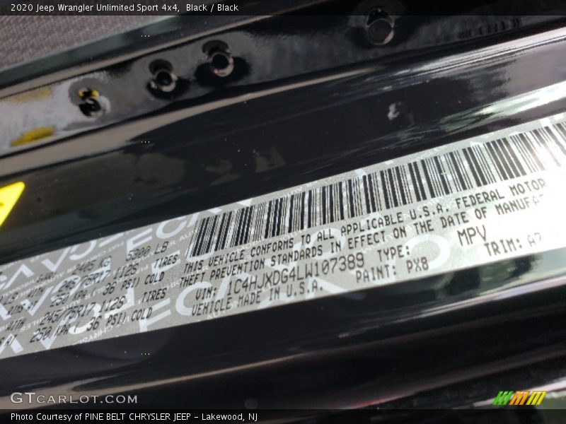 Black / Black 2020 Jeep Wrangler Unlimited Sport 4x4