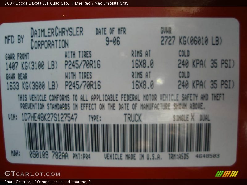 Flame Red / Medium Slate Gray 2007 Dodge Dakota SLT Quad Cab