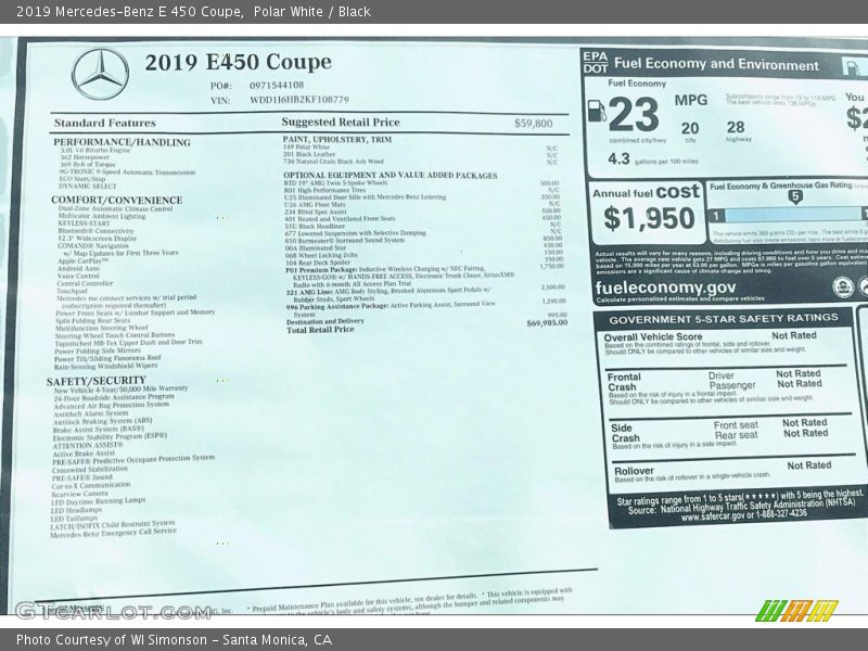 Polar White / Black 2019 Mercedes-Benz E 450 Coupe