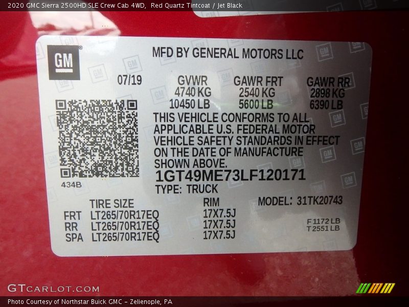 Red Quartz Tintcoat / Jet Black 2020 GMC Sierra 2500HD SLE Crew Cab 4WD