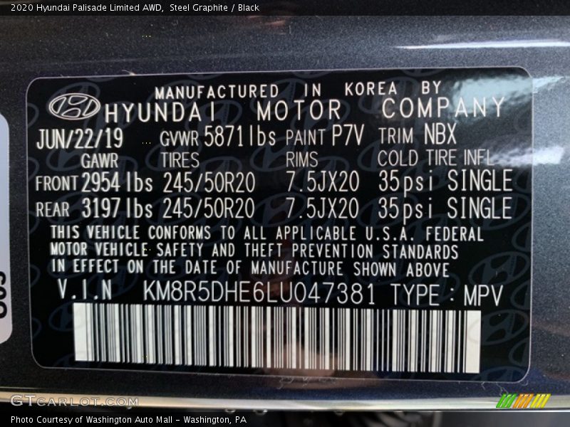 Steel Graphite / Black 2020 Hyundai Palisade Limited AWD