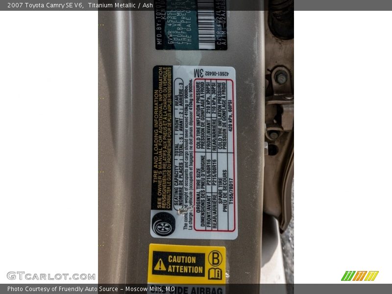 Titanium Metallic / Ash 2007 Toyota Camry SE V6