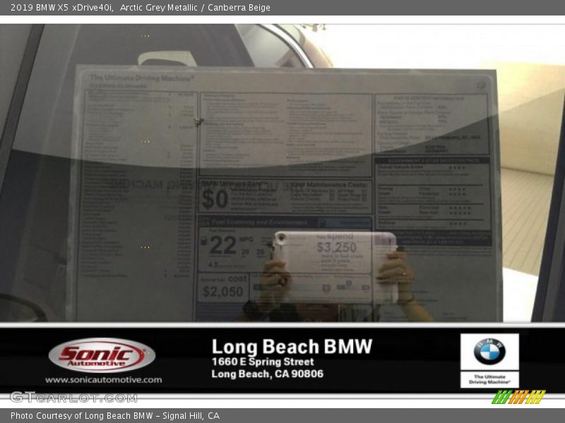 Arctic Grey Metallic / Canberra Beige 2019 BMW X5 xDrive40i