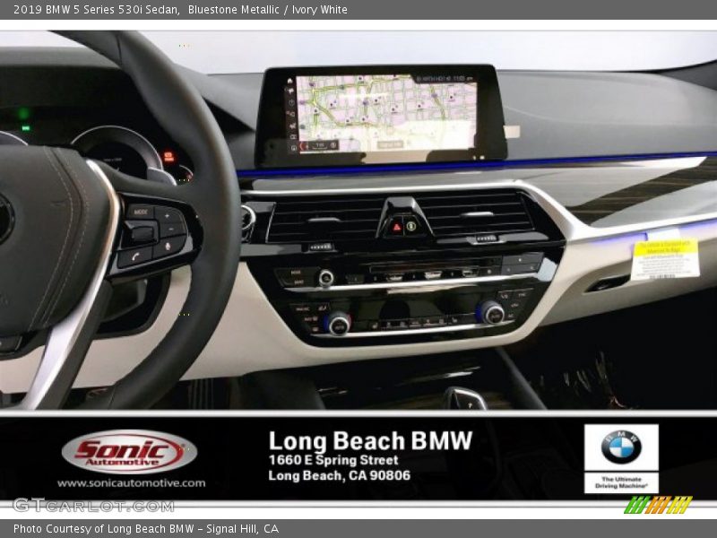 Bluestone Metallic / Ivory White 2019 BMW 5 Series 530i Sedan
