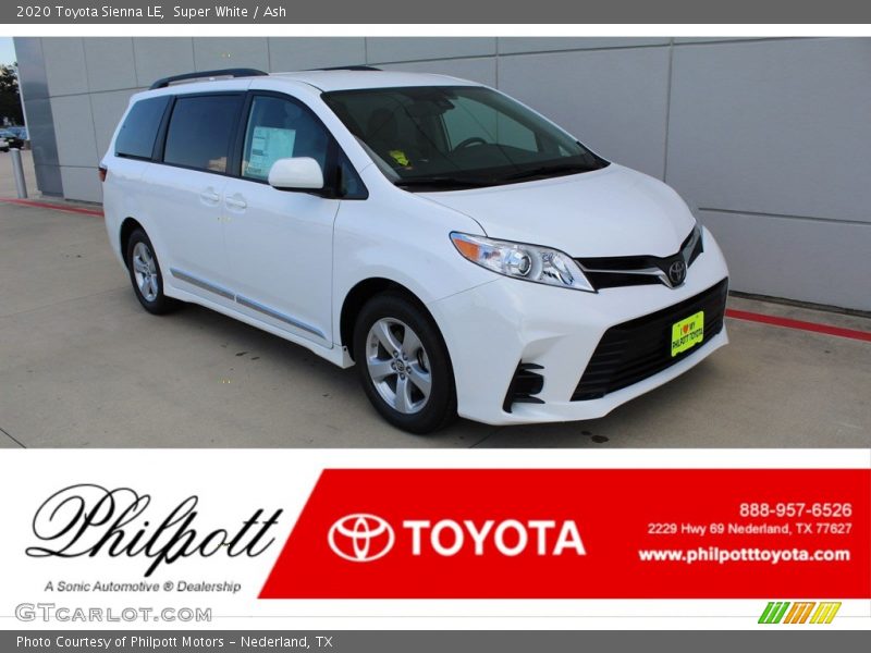 Super White / Ash 2020 Toyota Sienna LE