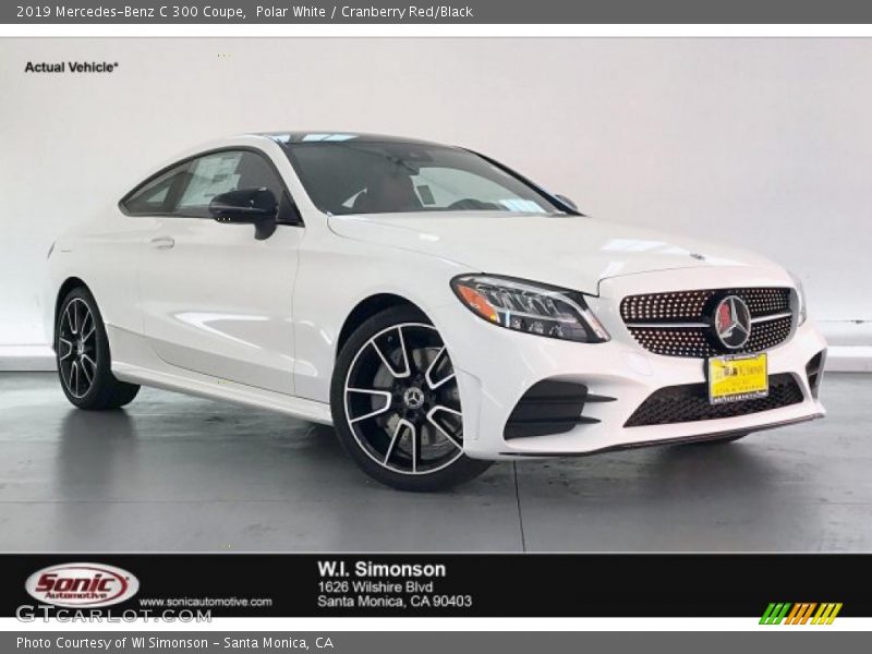 Polar White / Cranberry Red/Black 2019 Mercedes-Benz C 300 Coupe