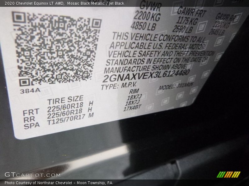 Mosaic Black Metallic / Jet Black 2020 Chevrolet Equinox LT AWD