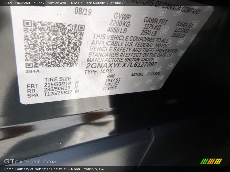 Mosaic Black Metallic / Jet Black 2020 Chevrolet Equinox Premier AWD
