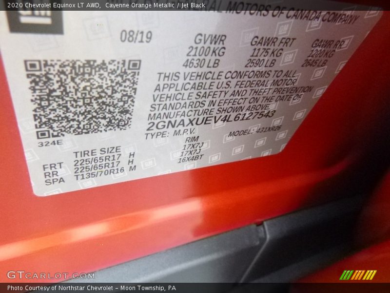 Cayenne Orange Metallic / Jet Black 2020 Chevrolet Equinox LT AWD