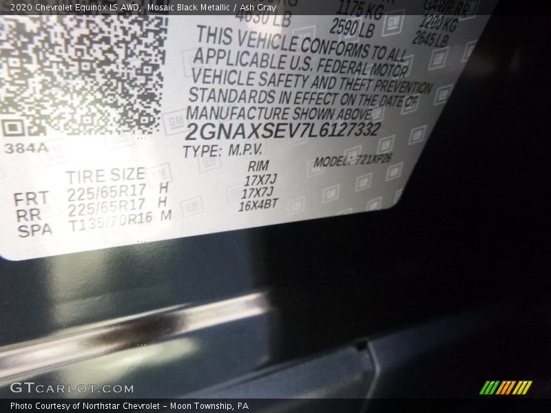 Mosaic Black Metallic / Ash Gray 2020 Chevrolet Equinox LS AWD