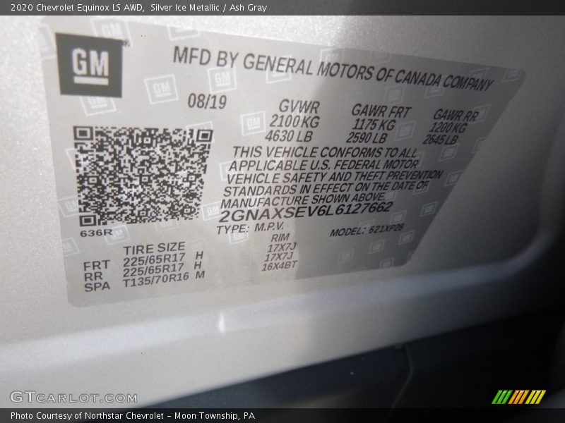 Silver Ice Metallic / Ash Gray 2020 Chevrolet Equinox LS AWD