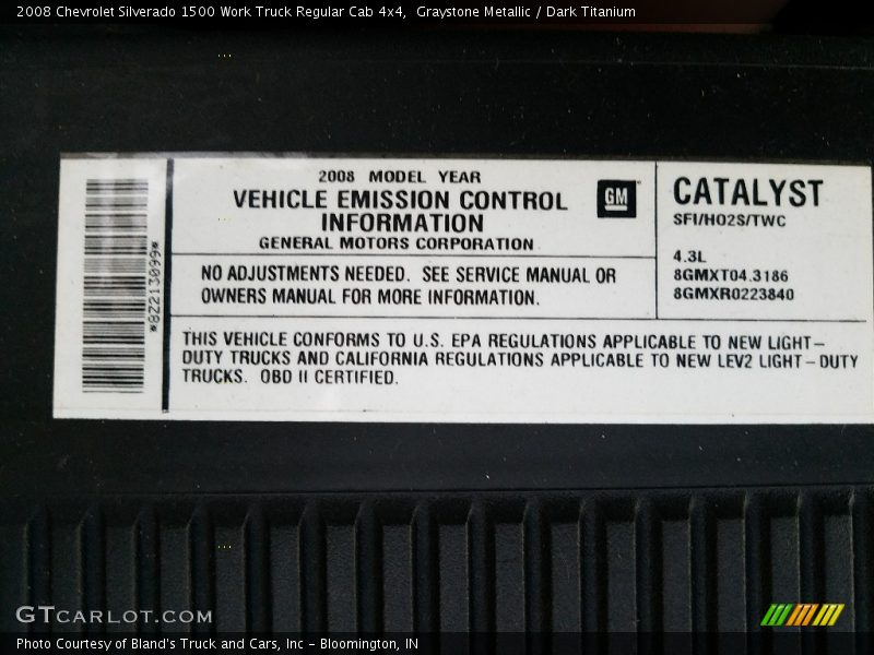 Graystone Metallic / Dark Titanium 2008 Chevrolet Silverado 1500 Work Truck Regular Cab 4x4