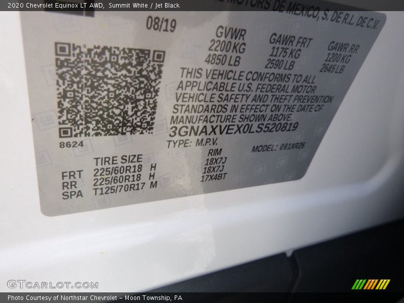 Summit White / Jet Black 2020 Chevrolet Equinox LT AWD