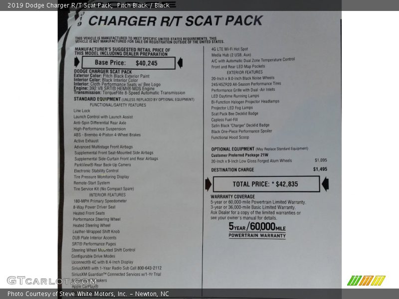 Pitch Black / Black 2019 Dodge Charger R/T Scat Pack