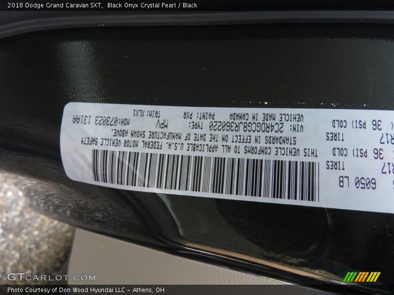 Black Onyx Crystal Pearl / Black 2018 Dodge Grand Caravan SXT