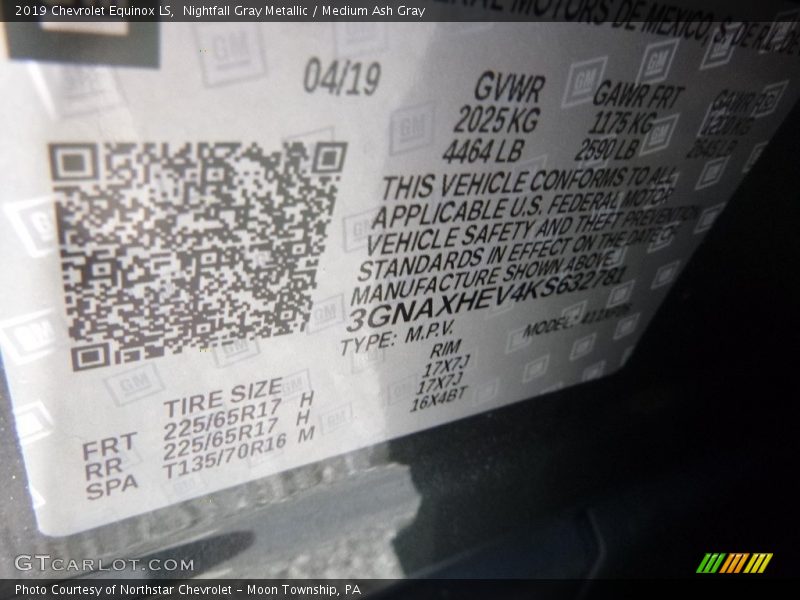 Nightfall Gray Metallic / Medium Ash Gray 2019 Chevrolet Equinox LS