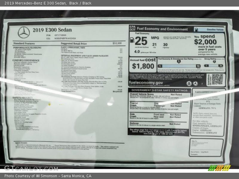 Black / Black 2019 Mercedes-Benz E 300 Sedan