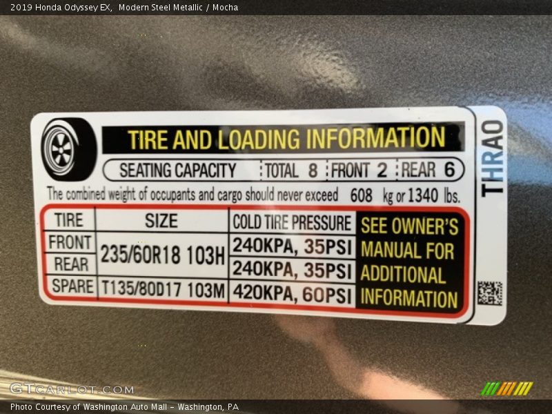 Modern Steel Metallic / Mocha 2019 Honda Odyssey EX