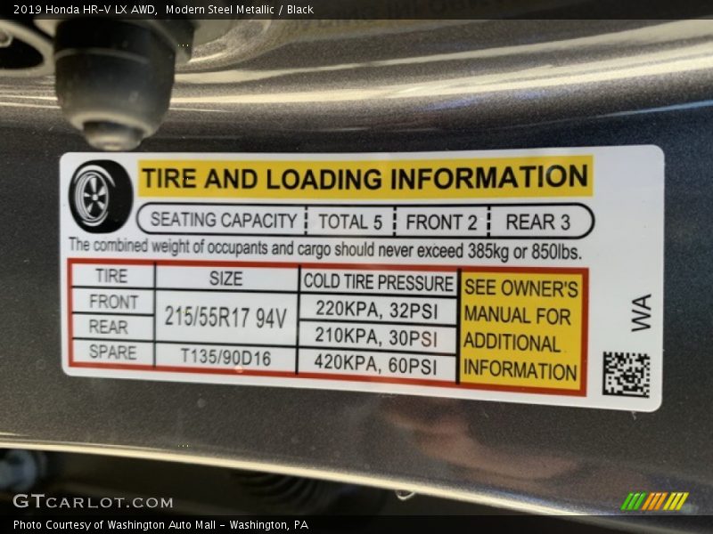 Modern Steel Metallic / Black 2019 Honda HR-V LX AWD