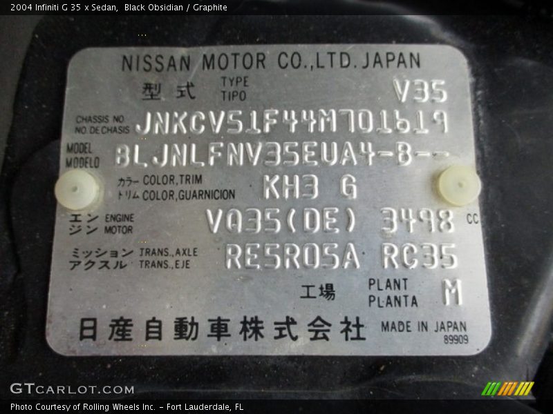 Black Obsidian / Graphite 2004 Infiniti G 35 x Sedan