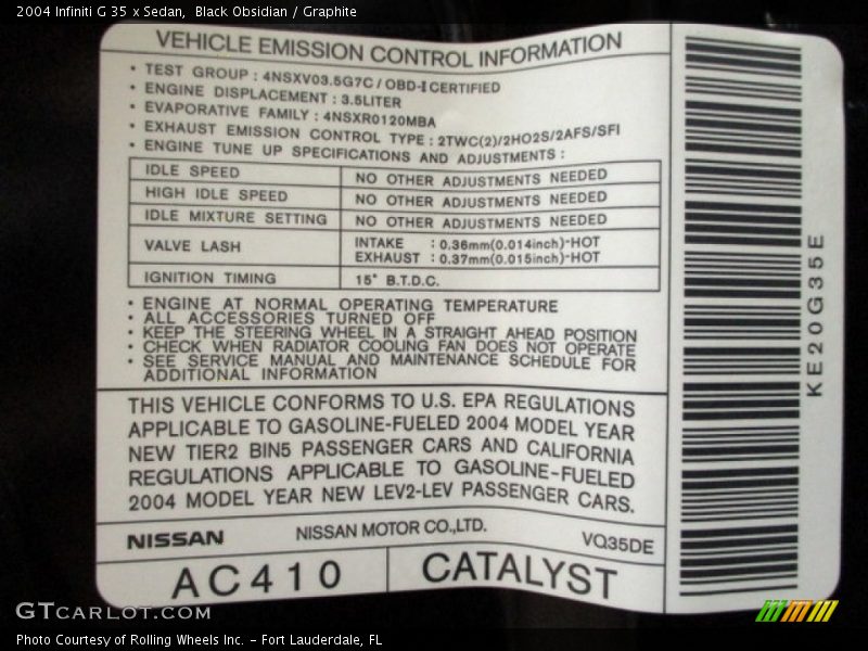 Black Obsidian / Graphite 2004 Infiniti G 35 x Sedan