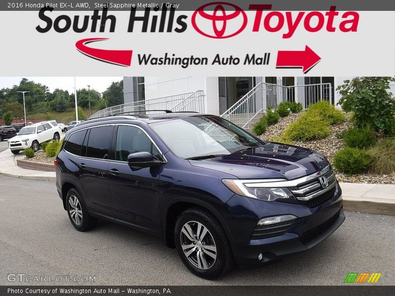 Steel Sapphire Metallic / Gray 2016 Honda Pilot EX-L AWD