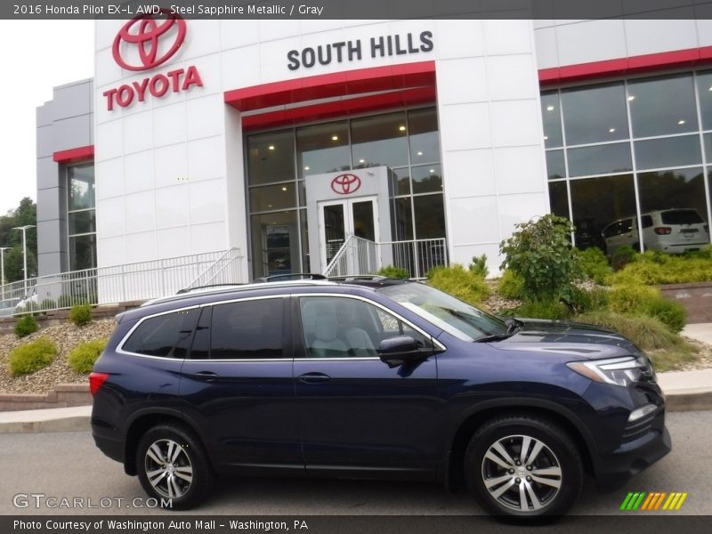 Steel Sapphire Metallic / Gray 2016 Honda Pilot EX-L AWD