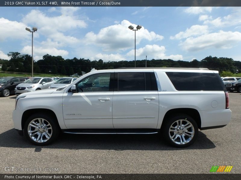 White Frost Tintcoat / Cocoa/Dune 2019 GMC Yukon XL SLT 4WD