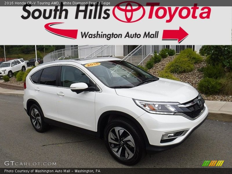 White Diamond Pearl / Beige 2016 Honda CR-V Touring AWD