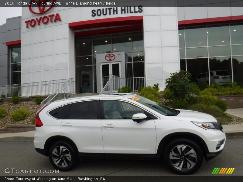 White Diamond Pearl / Beige 2016 Honda CR-V Touring AWD