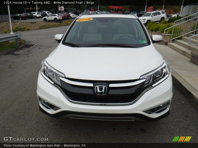 White Diamond Pearl / Beige 2016 Honda CR-V Touring AWD