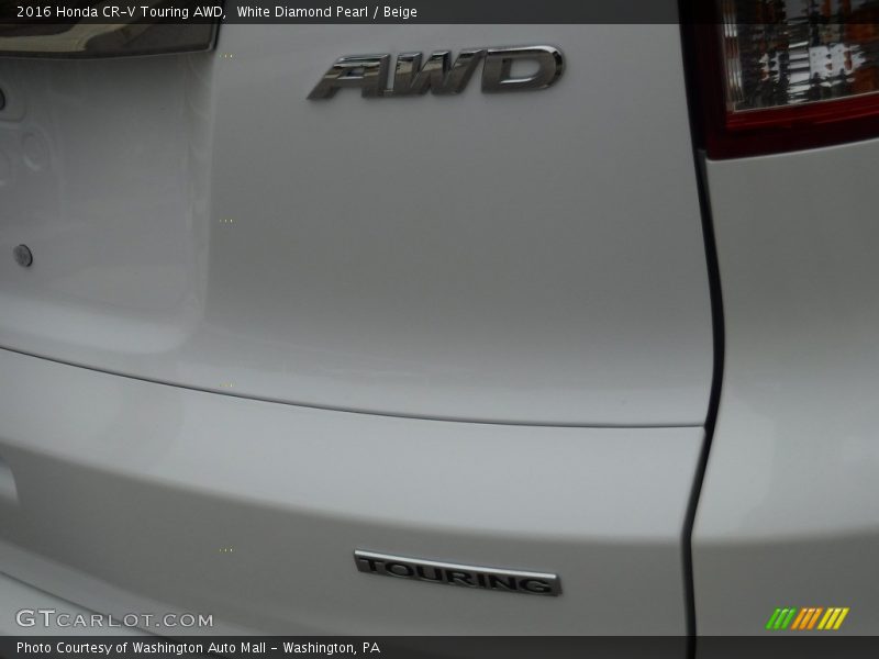 White Diamond Pearl / Beige 2016 Honda CR-V Touring AWD