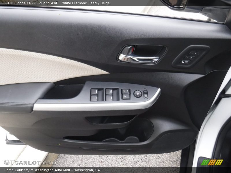 White Diamond Pearl / Beige 2016 Honda CR-V Touring AWD