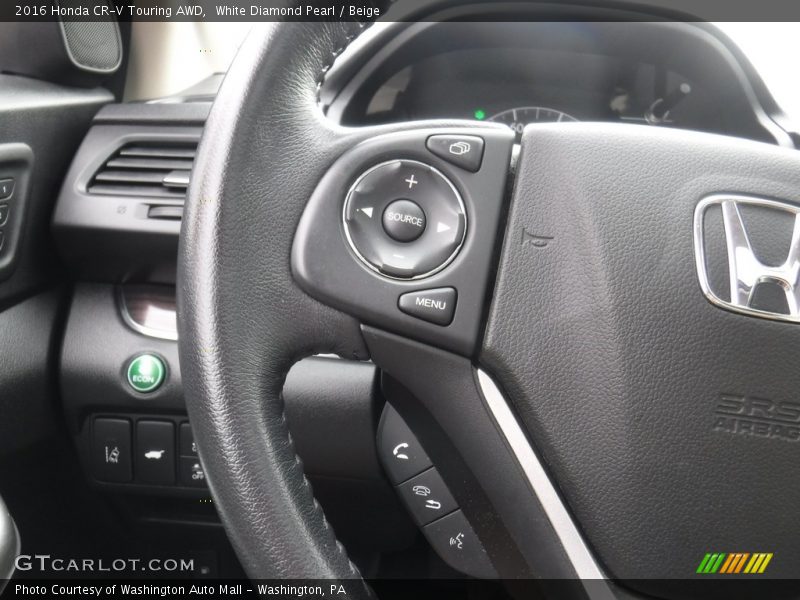 White Diamond Pearl / Beige 2016 Honda CR-V Touring AWD