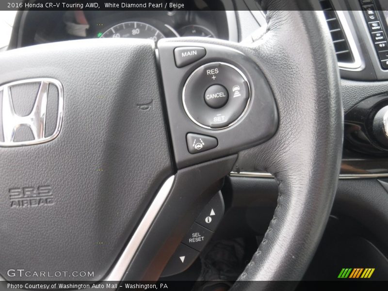 White Diamond Pearl / Beige 2016 Honda CR-V Touring AWD