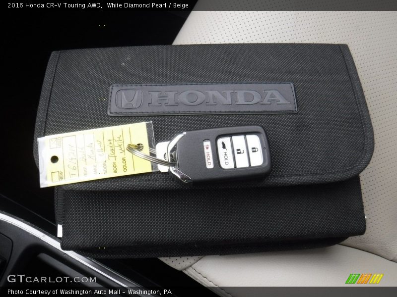 White Diamond Pearl / Beige 2016 Honda CR-V Touring AWD